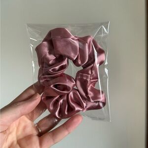 Elegant Pink Satin Scrunchies